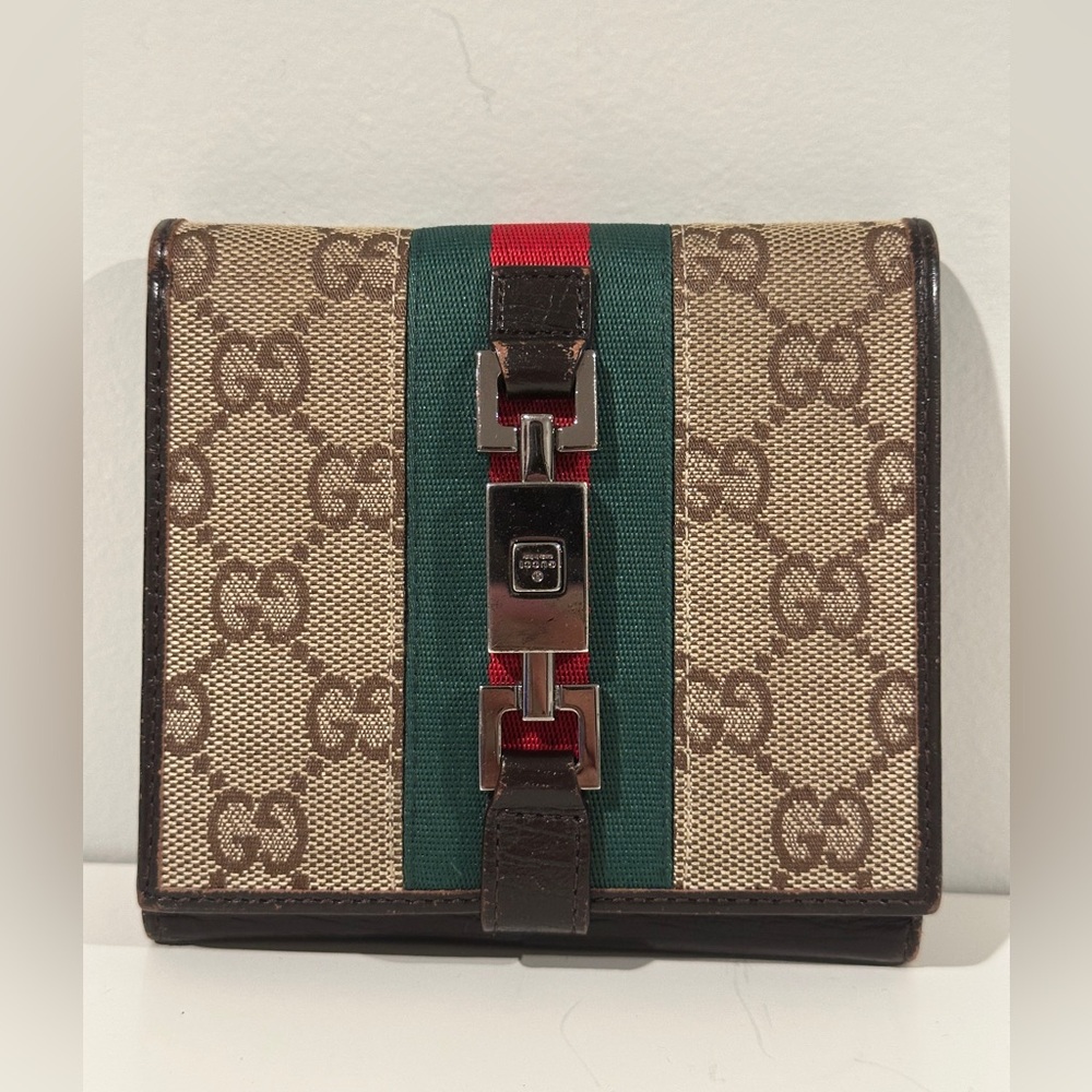 Vintage Gucci compact GG canvas wallet